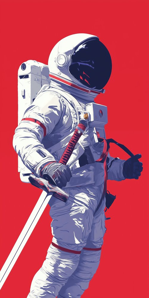 Astronaut holding a katana wallpaper