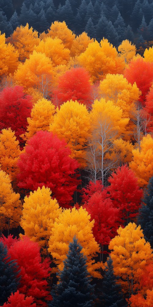 Colorful autumn trees in forest wallpaper