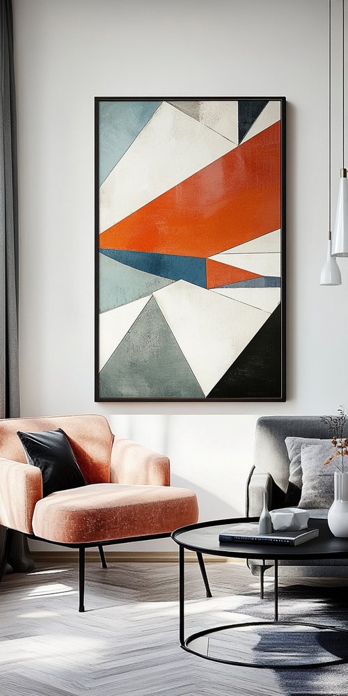 Modern living room with artwork wallpaper