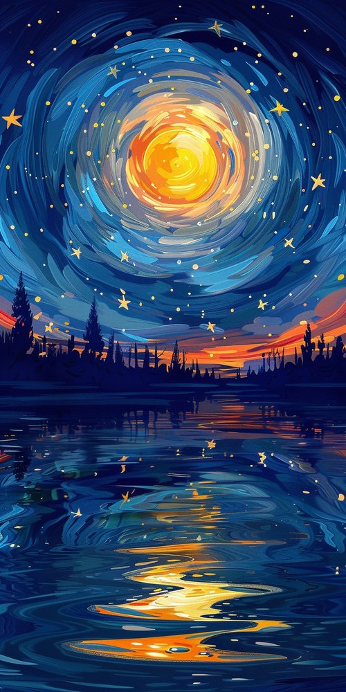 Starry night sky reflection wallpaper