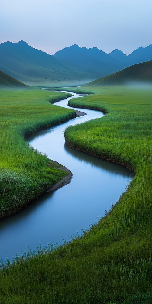 Summer coolness qinghai qilian mountains winding rivers wallpaper