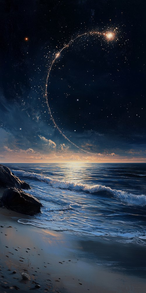 Starry night over ocean wallpaper