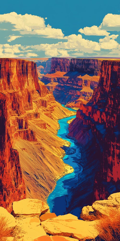 Colorful canyon landscape illustration wallpaper