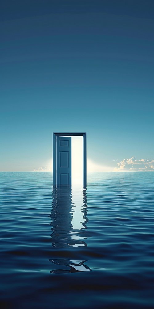 Door in the middle of water wallpaper