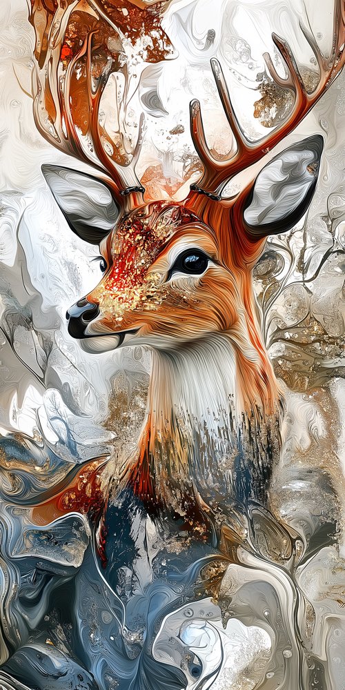 Abstract deer with antlers wallpaper