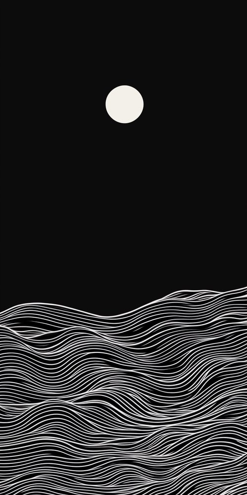 A black and white illustration of waves in the ocean wallpaper