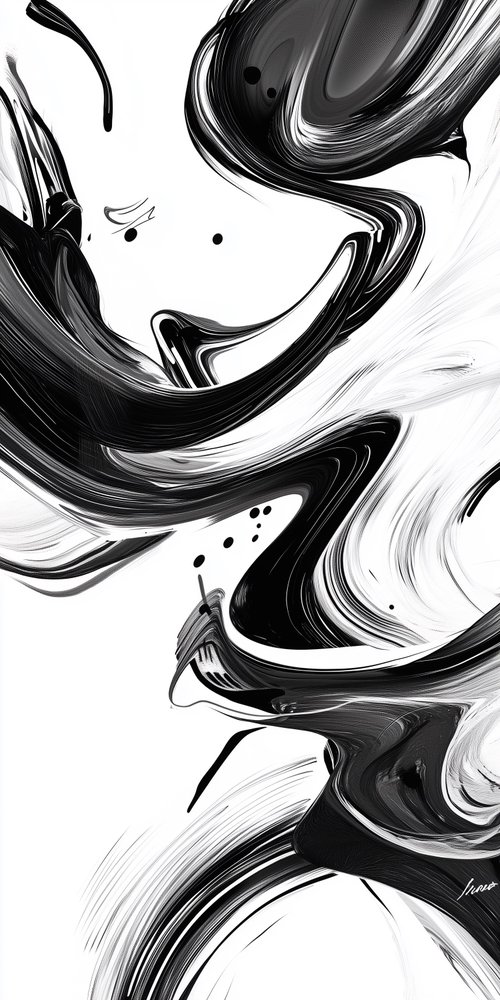 Abstract black and white swirls wallpaper