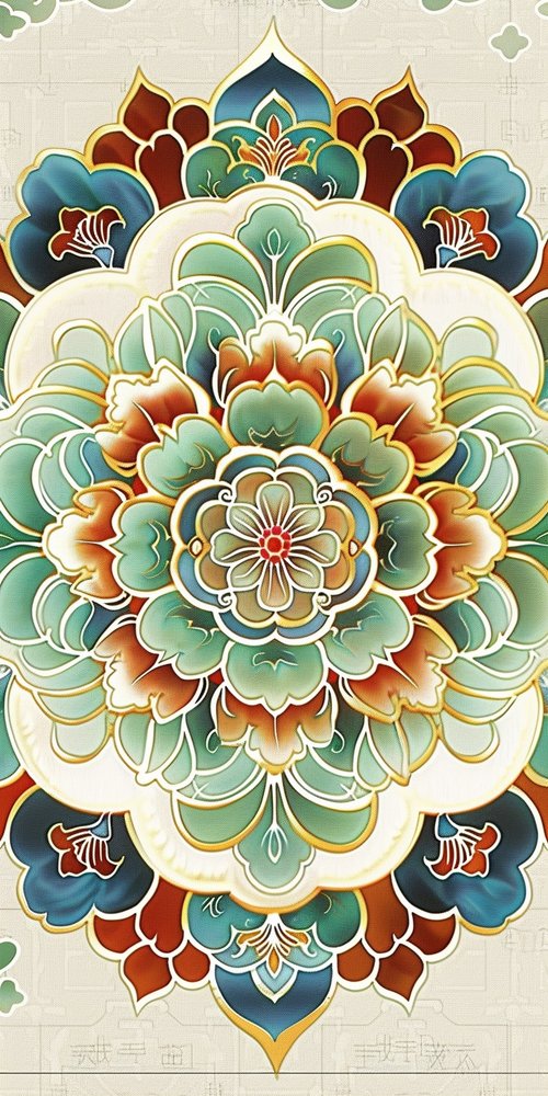 Colorful floral mandala pattern 1 wallpaper