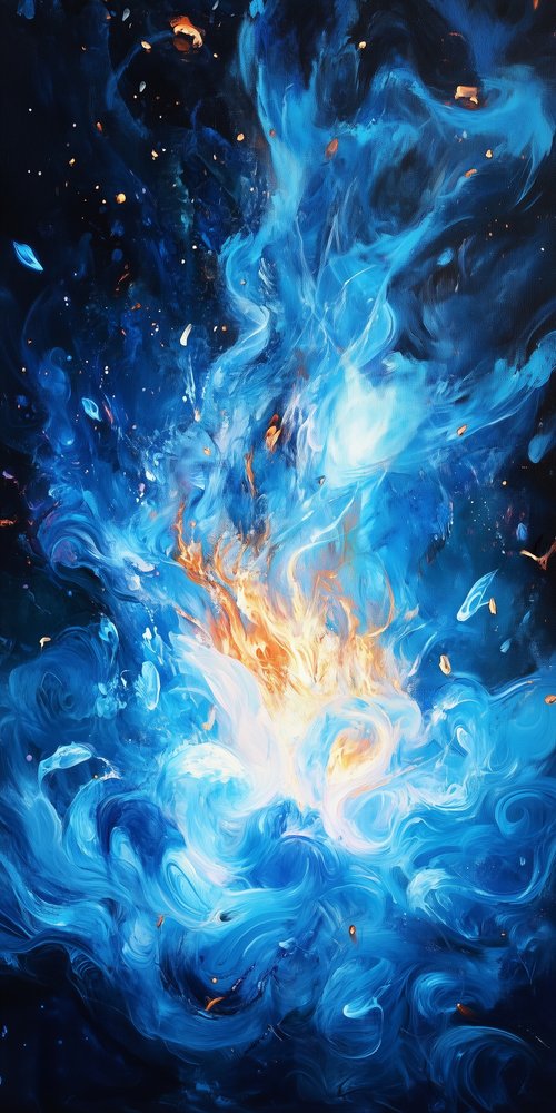 Abstract blue and orange painting wallpaper