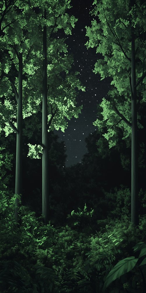 Starry night in forest wallpaper