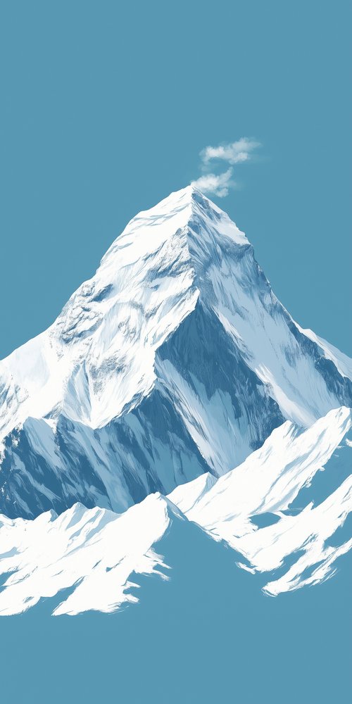 Snowy mountain peak illustration wallpaper