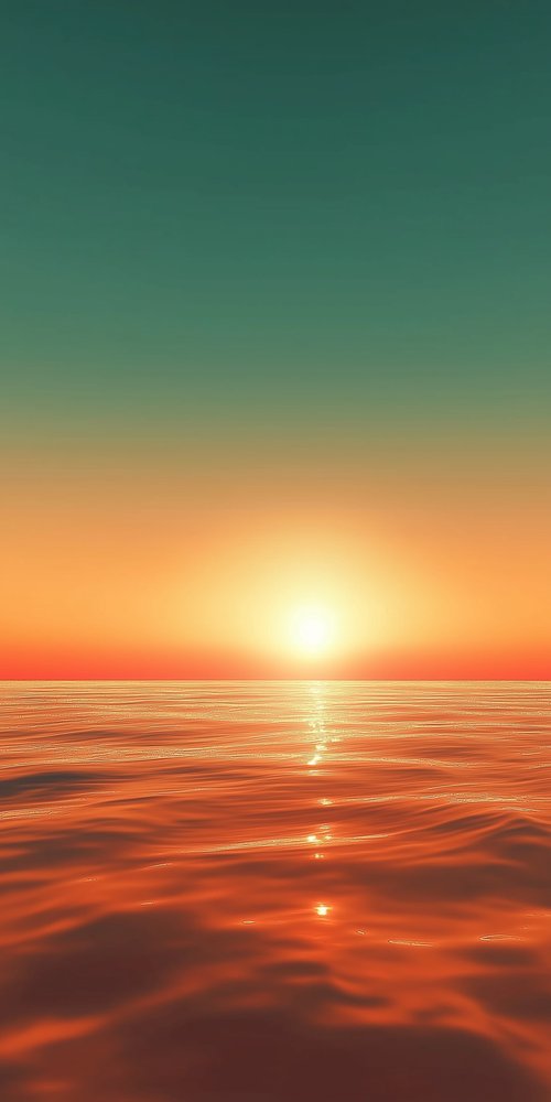 A sunset over the ocean with waves photograph wallpaper