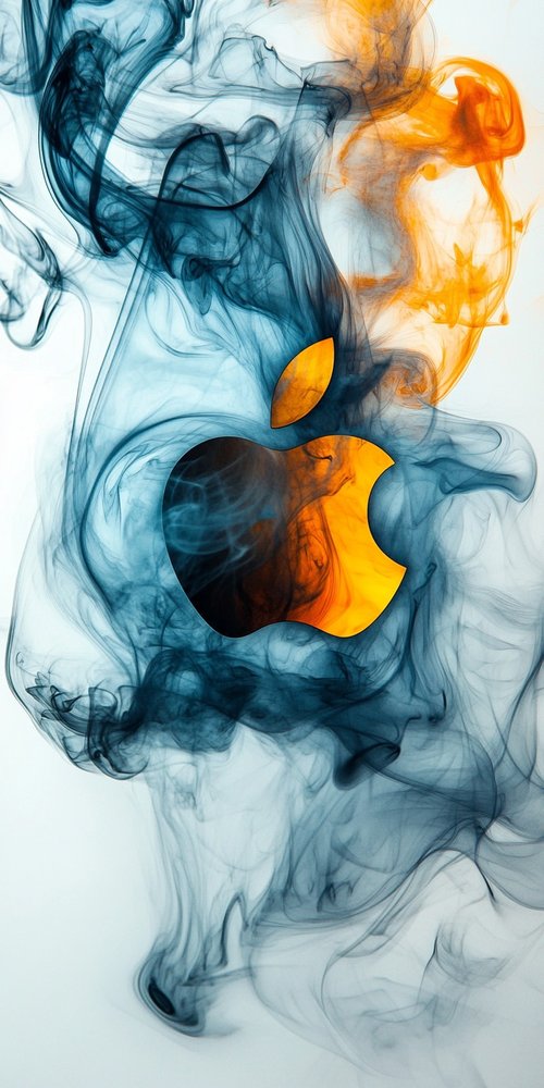 Apple logo with colorful smoke wallpaper