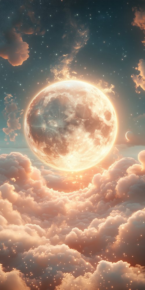A full moon in the sky above clouds wallpaper