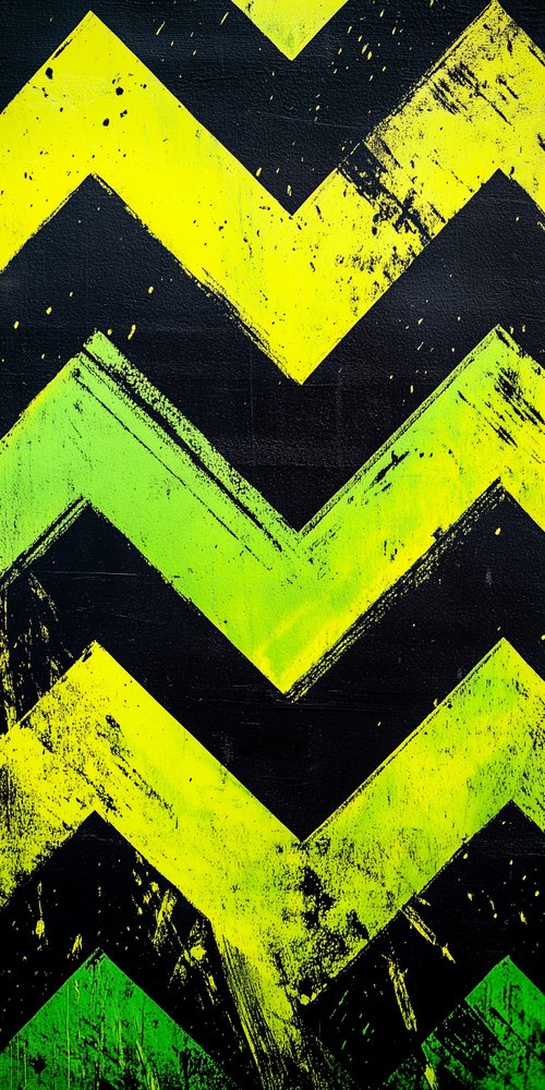 A yellow and black chevron pattern on a black background wallpaper