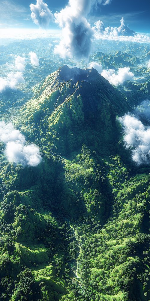 Mountain landscape with clouds wallpaper