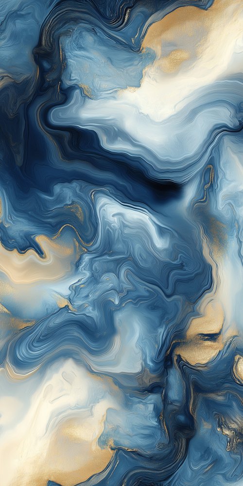 Abstract blue and gold swirls wallpaper