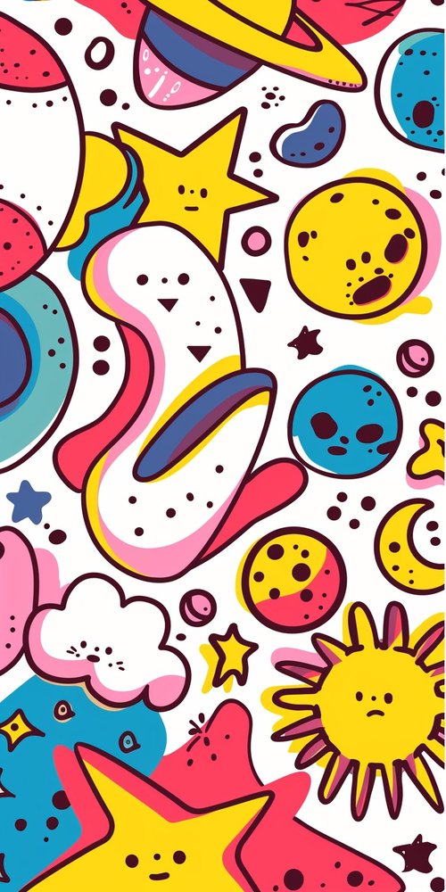 Colorful space doodles wallpaper