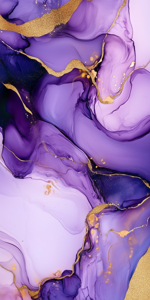 Purple alcohol ink with a gold wallpaper