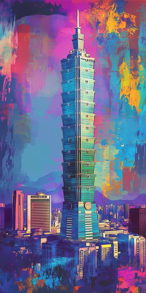 Colorful cityscape with skyscraper 1 wallpaper