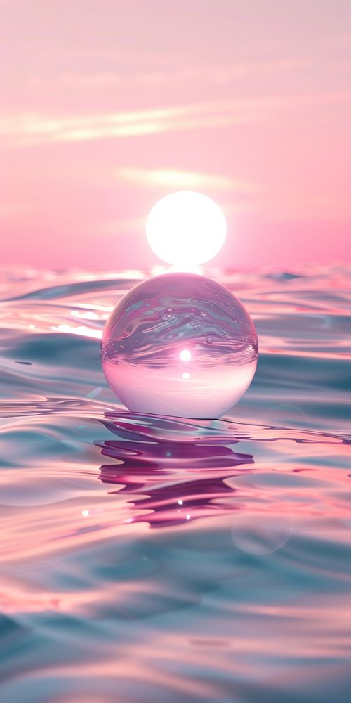 Sphere on reflective water surface wallpaper
