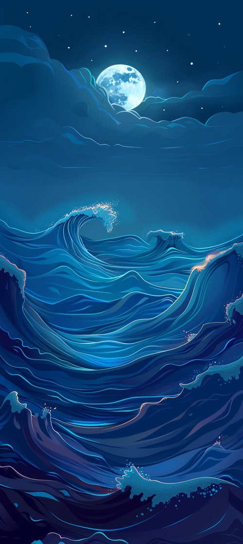 Moonlit ocean waves 2 wallpaper