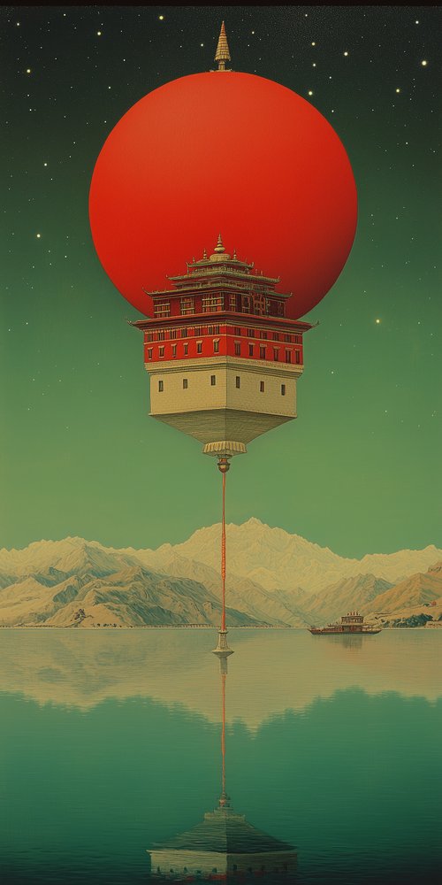 A red and white building wallpaper