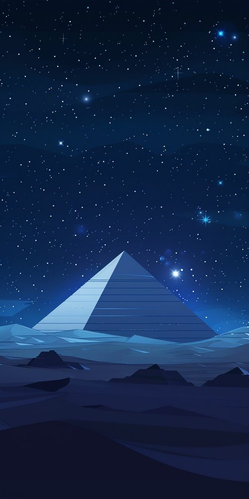 Night pyramid starry sky wallpaper