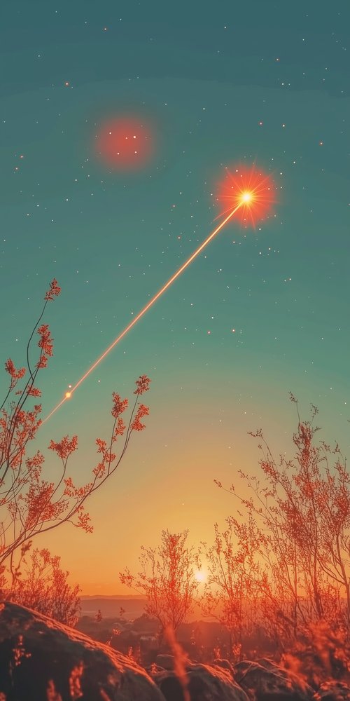 A shooting star in the sky above a field wallpaper