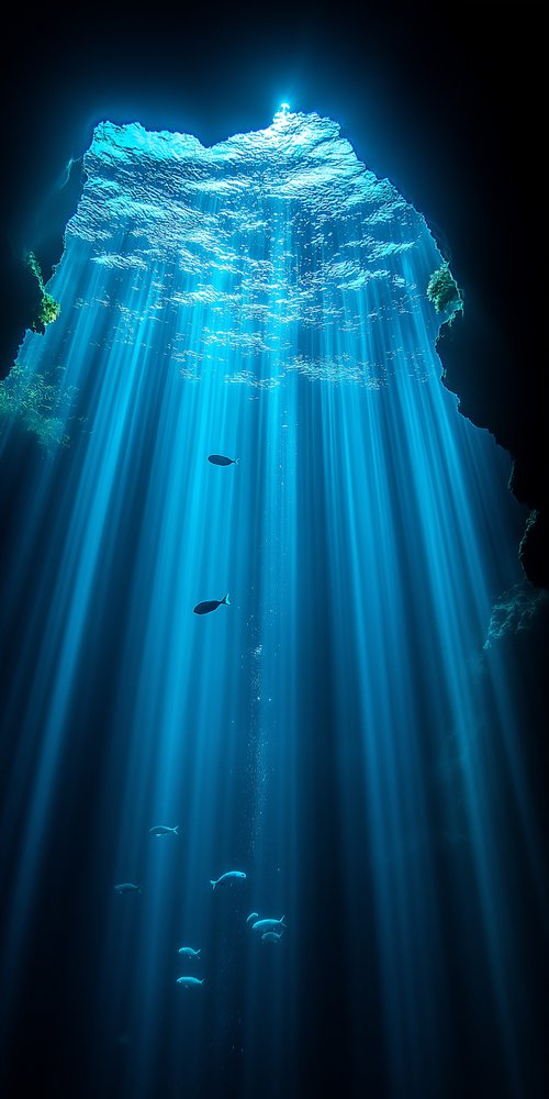 In deep blue cave wallpaper
