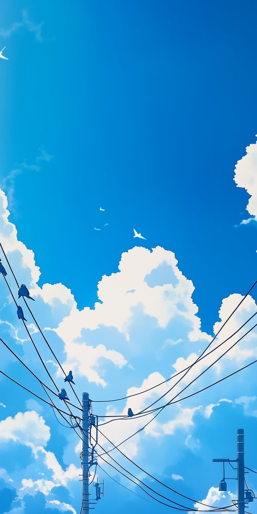 Blue sky cloud and birds wallpaper