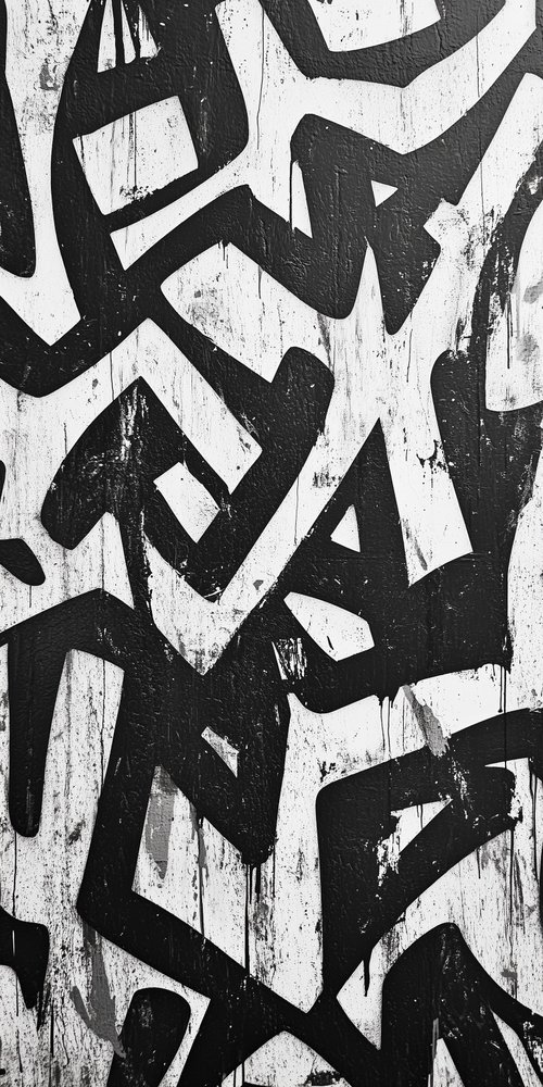 Black and white graffiti art wallpaper