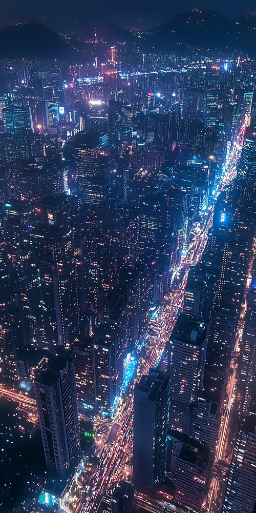 Cityscape with bright lights wallpaper