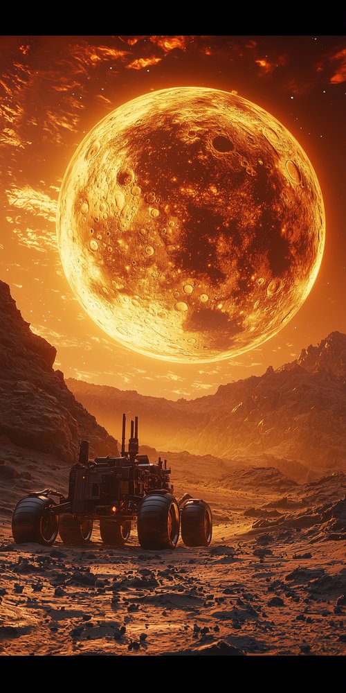 Rover under large glowing moon wallpaper