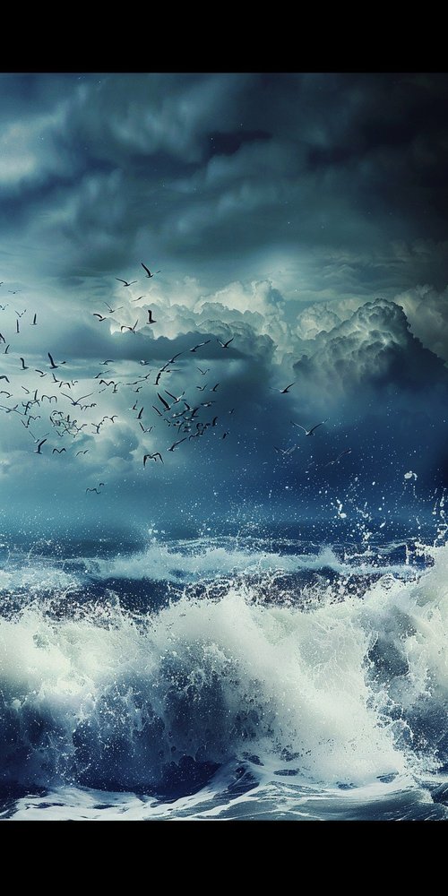 stormy_ocean_waves_and_birds wallpaper