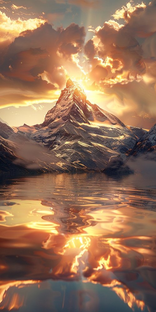 Sunset mountain reflection wallpaper