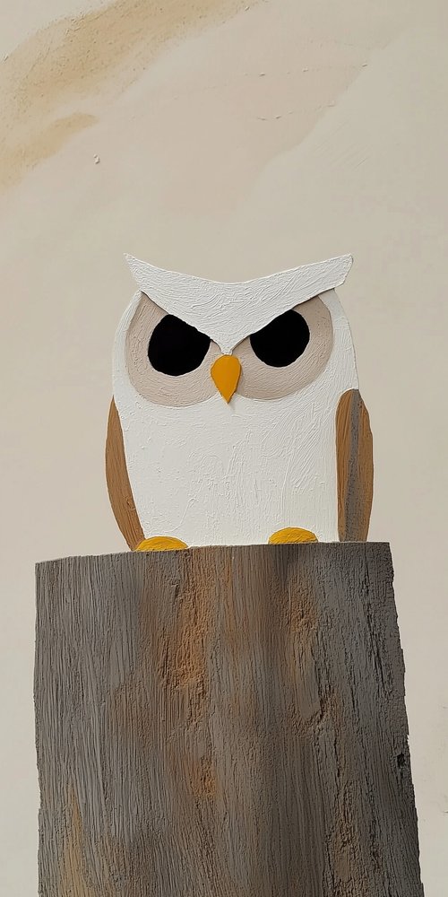 Owl sculpture on tree stump wallpaper