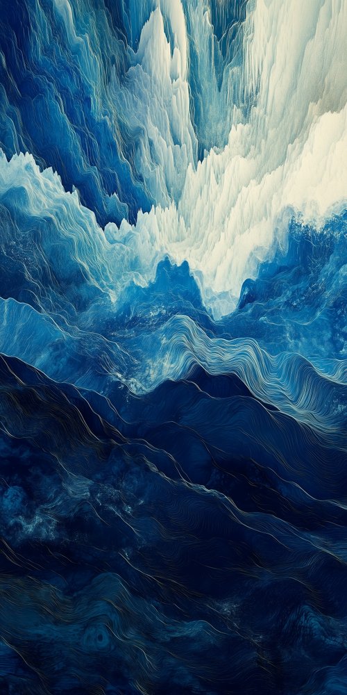 Abstract blue and white waves wallpaper