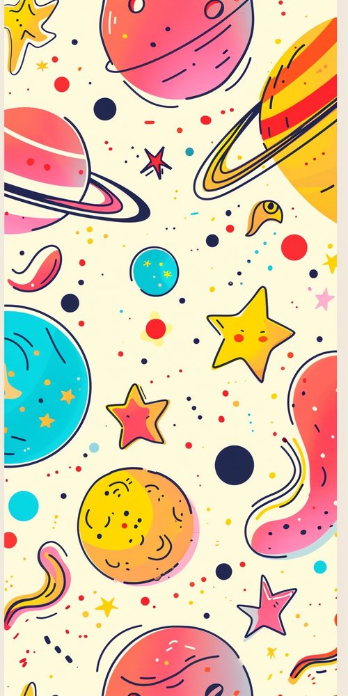 Space planets pattern wallpaper