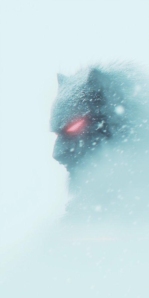 Silhouette with glowing red eyes wallpaper