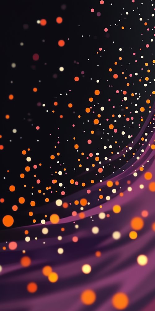 A purple and orange background with circles wallpaper