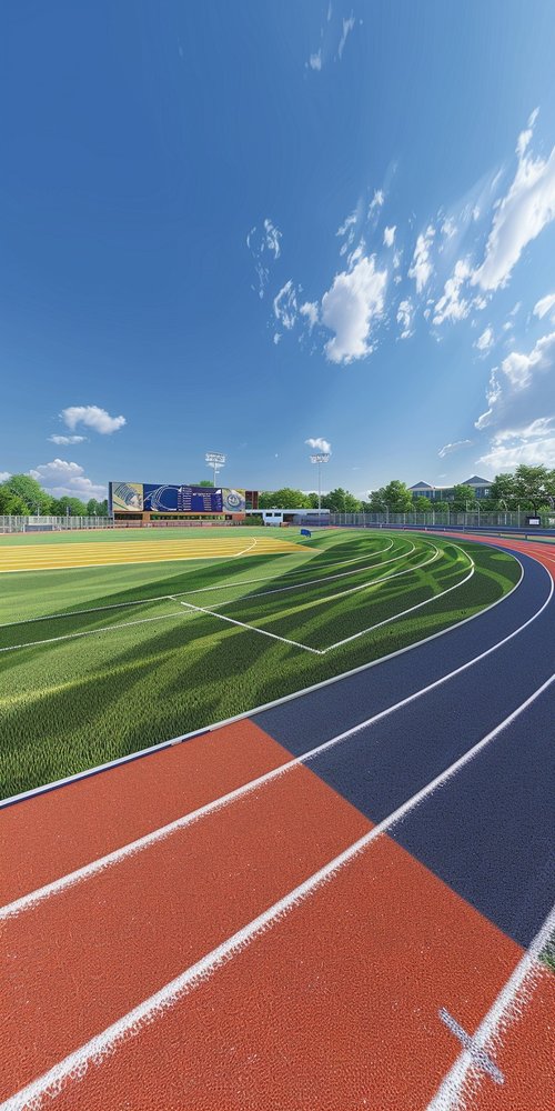Running track stadium daytime wallpaper