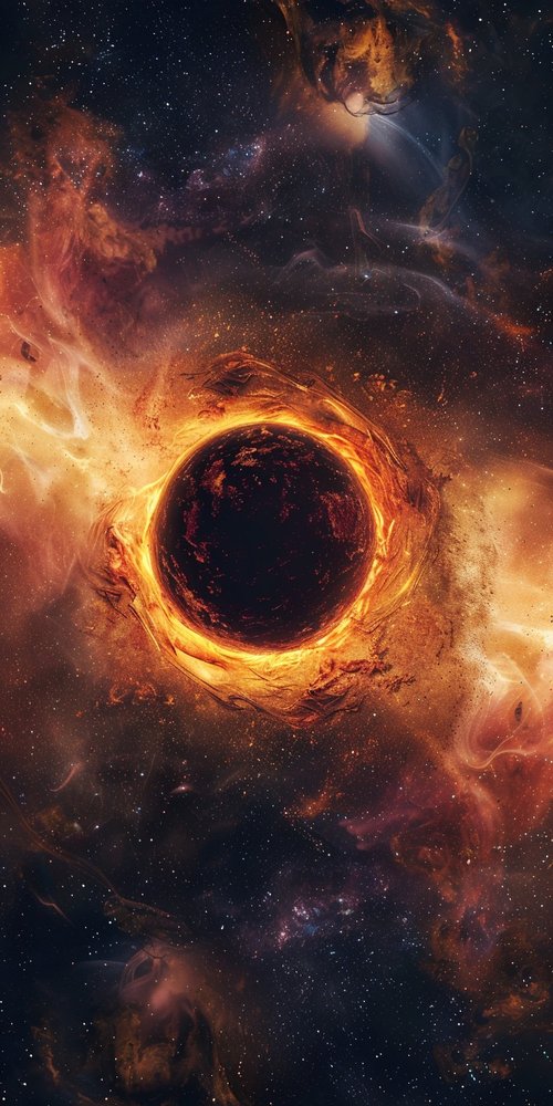 Fiery planet in space wallpaper