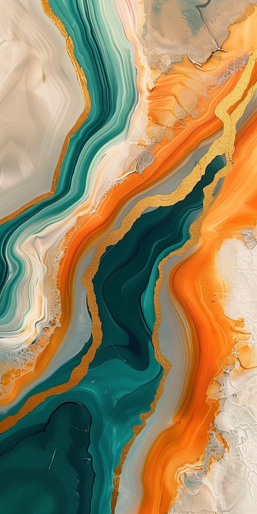 Abstract fluid art with gold wallpaper
