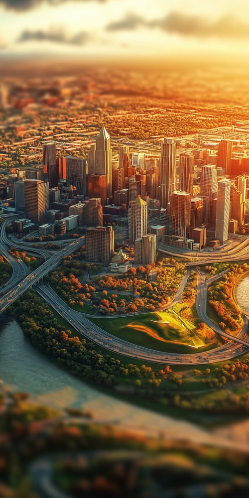 Cityscape with skyscrapers and roads wallpaper