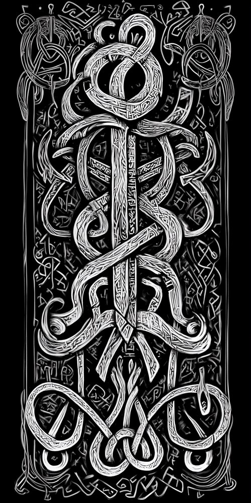 A black and white drawing of a snake with a snake on it  s back wallpaper
