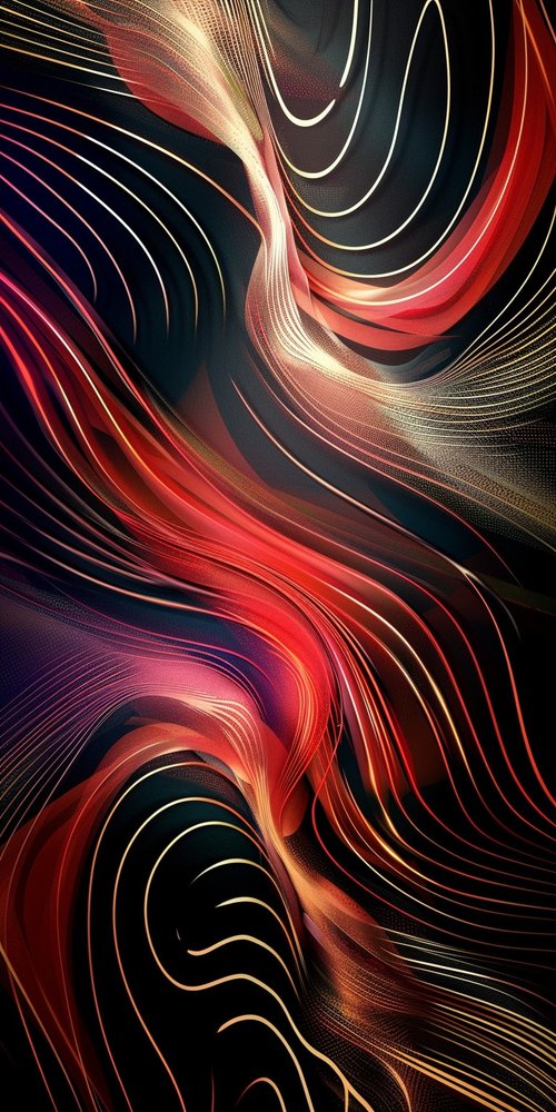 Abstract waves red black wallpaper