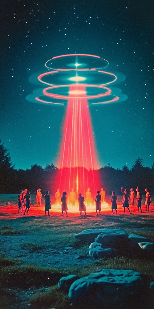 A group of people standing around a fire wallpaper