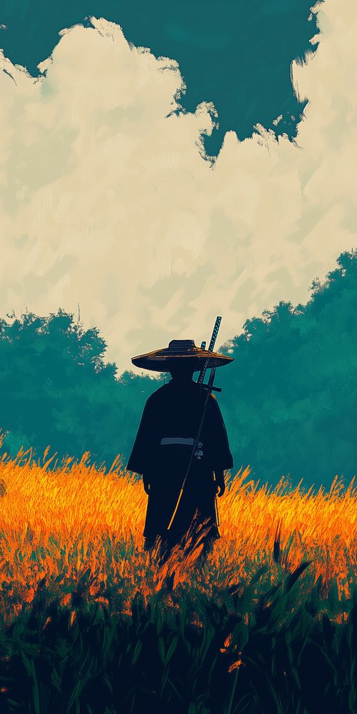 A samurai stand in farm wallpaper