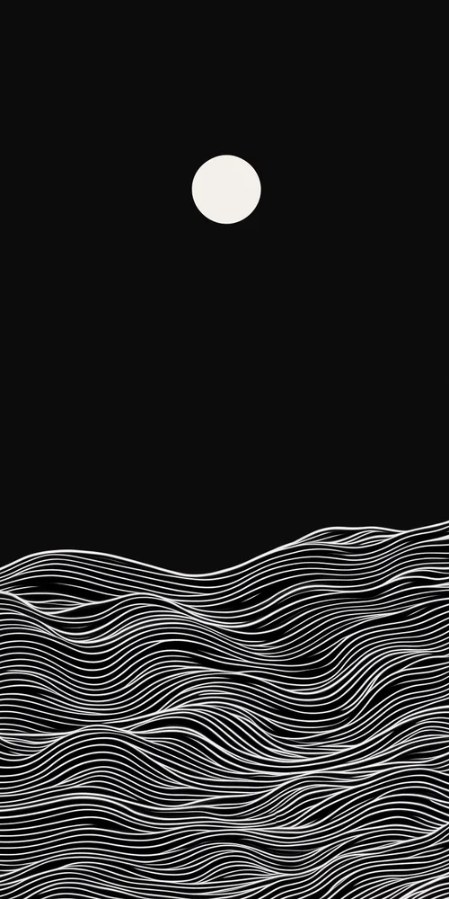 A black and white illustration of waves in the ocean wallpaper